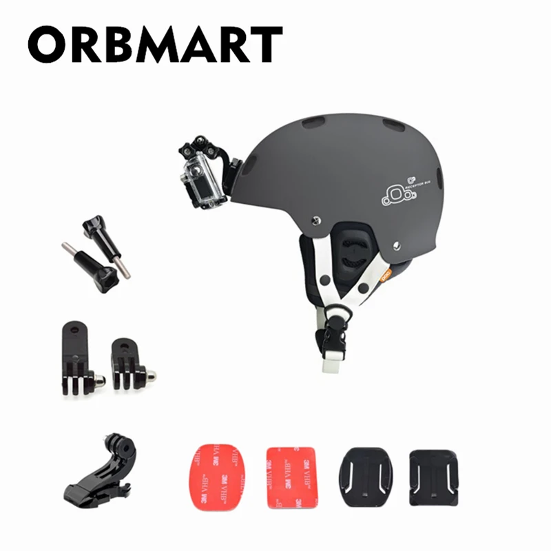 

Orbmart Helmet Front Mount Kit with Adjustment Curved Adhesive Bracket J-Hook Buckle for Gopro Hero 4 3 Xiaomi Yi Sport Camera