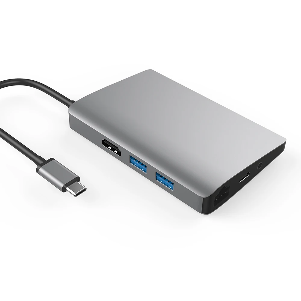 Zomy aluminum HUB multiport USB-C 3.1 to USB 3.0+SD/TF+RJ45+PD docking station HDMI Gigabit Ethernet Adapter for windows laptop |