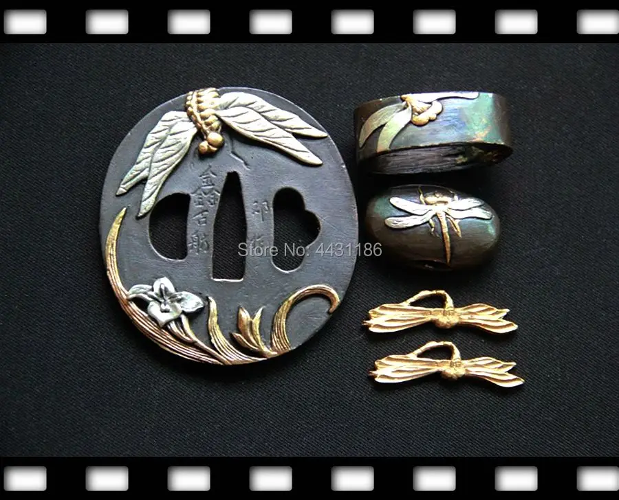 Набор изысканной стрекозы дизайн медный меч фитинги для японских самураев