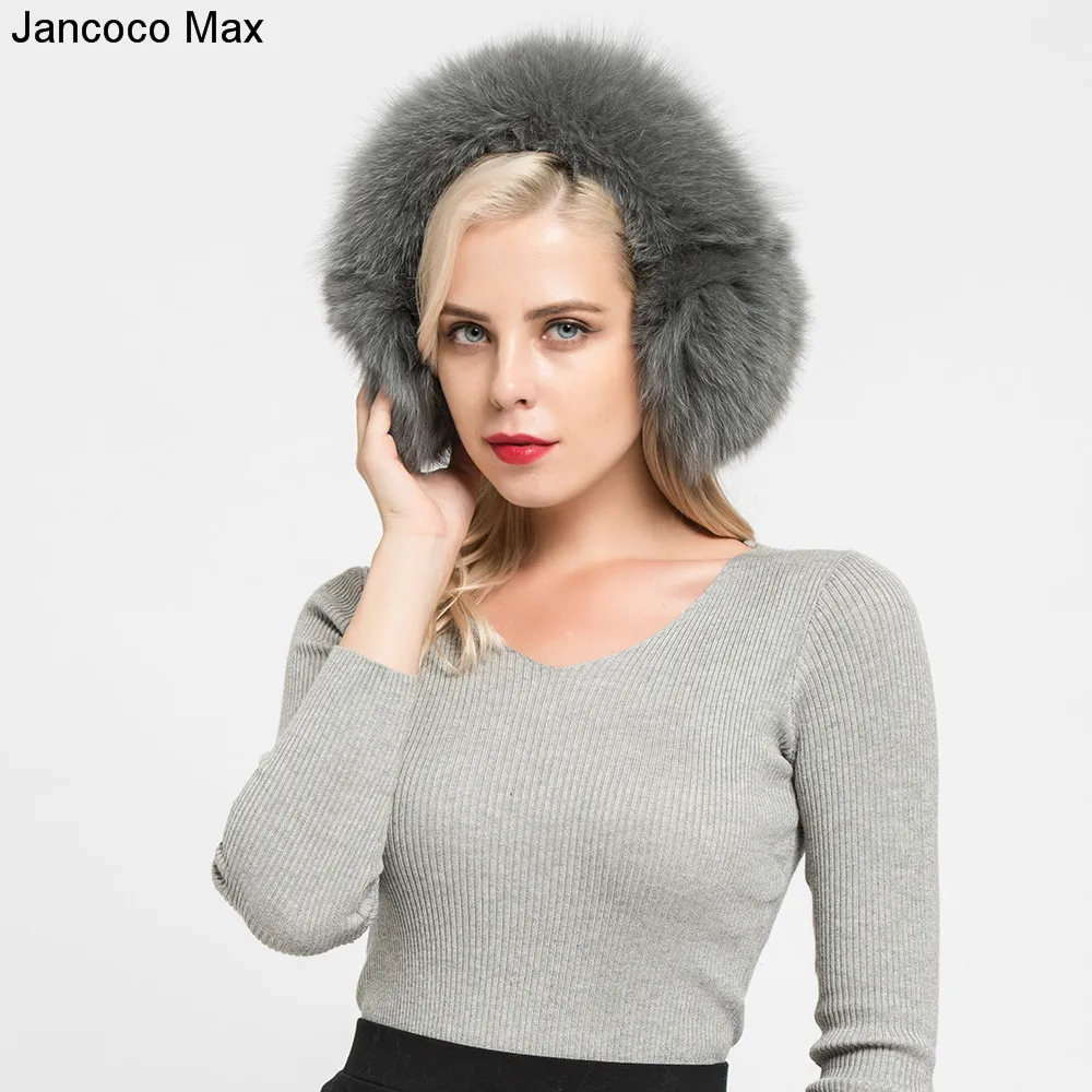 Jancoco Max+ натуральным лисьим мехом Наушники для защиты от холода, шарф, зимний теплый Одежда высшего качества шапки-ушанки Для женщин S7136