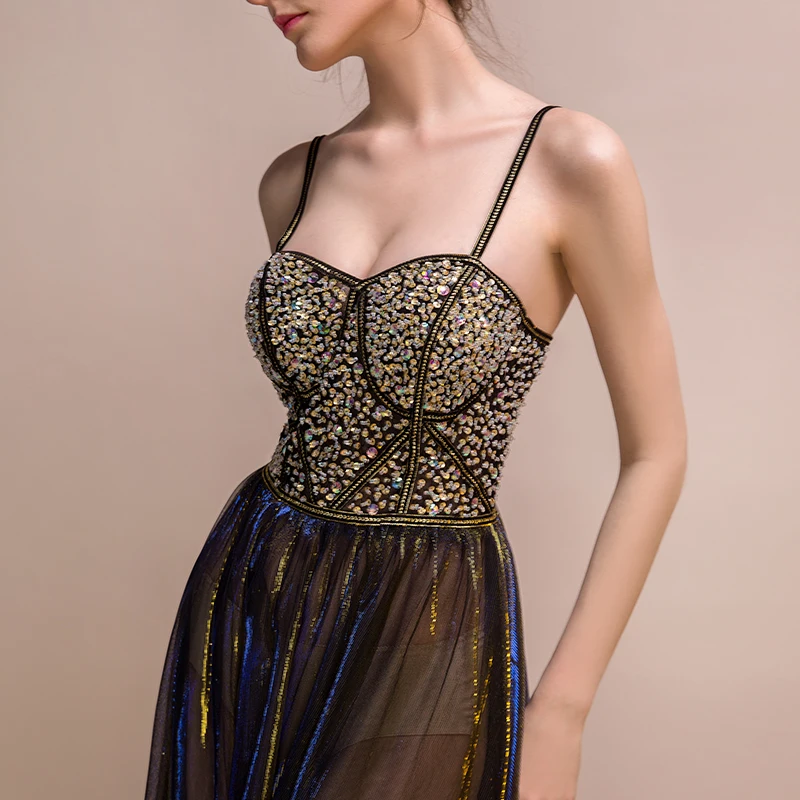 Женская лазерная голограмма длинное платье с блестками Bling блестящее высококачественное подиумное шоу вечерние платья длиной до пола