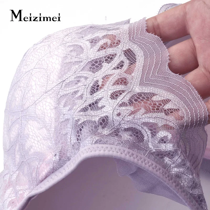 Meizimei, сексуальные кружевные бюстгальтеры с большой чашкой для женщин, нижнее белье, беспроводной удобный бюстгальтер с эффектом пуш-ап, укороченный топ, бюстгальтер размера плюс, Sutia