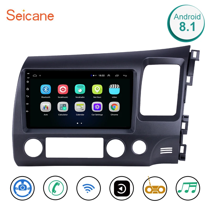 Seicane Android 8 1 9 &quotАвтомобильный GPS плеер для Honda Civic 2006 2007 2008 2009 2010 2011 2DIN навигационная