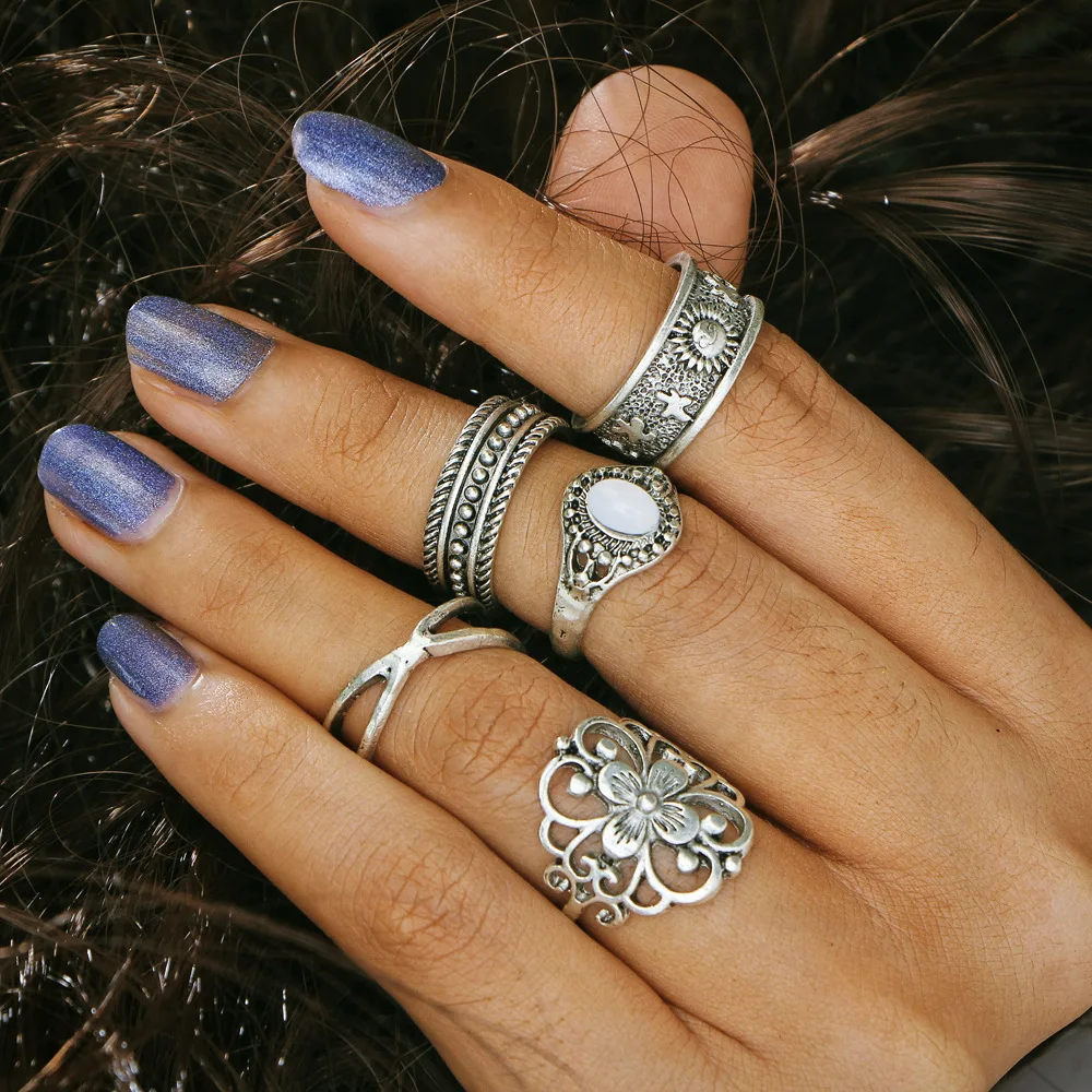 5 шт. женские кольца с камнями|knuckle ring set|ring setrings set for women |