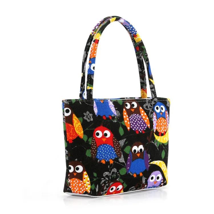 Сумка на плечо с мультяшным принтом Совы и цветов женская сумка для покупок