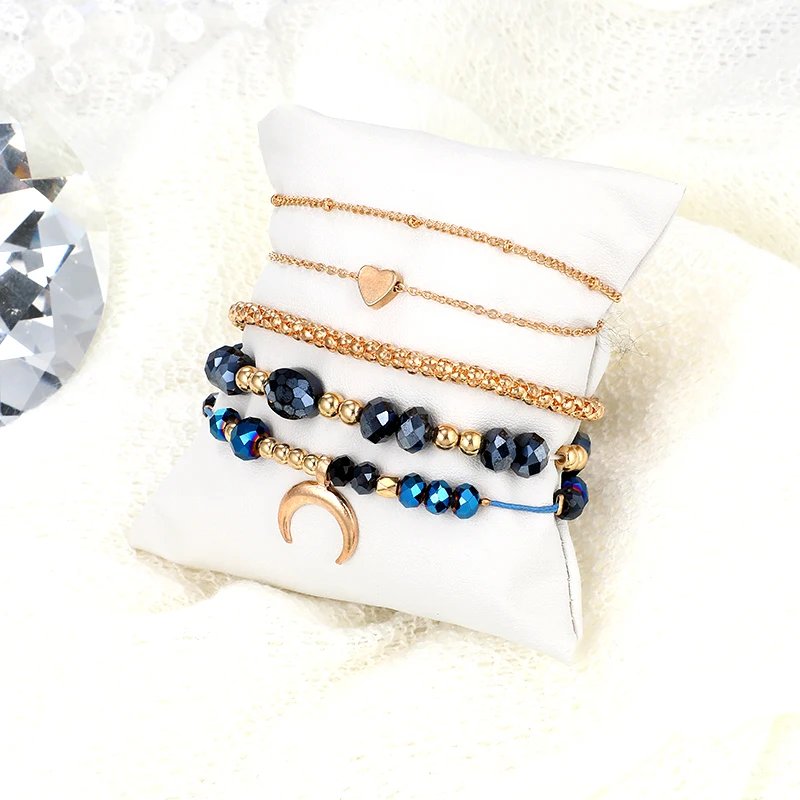 Комплект женских многослойных браслетов с подвеской в виде сердца и кокосового