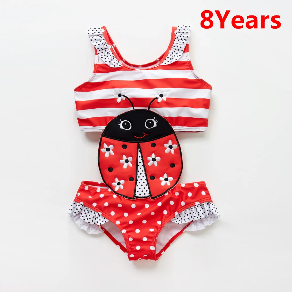 8 years Kavkas/купальный костюм для новорожденных девочек с вышивкой в виде божьей коровки; цельнокроеный летний купальный костюм в стиле пэчворк для девочек; Banadore - Цвет: 8 years