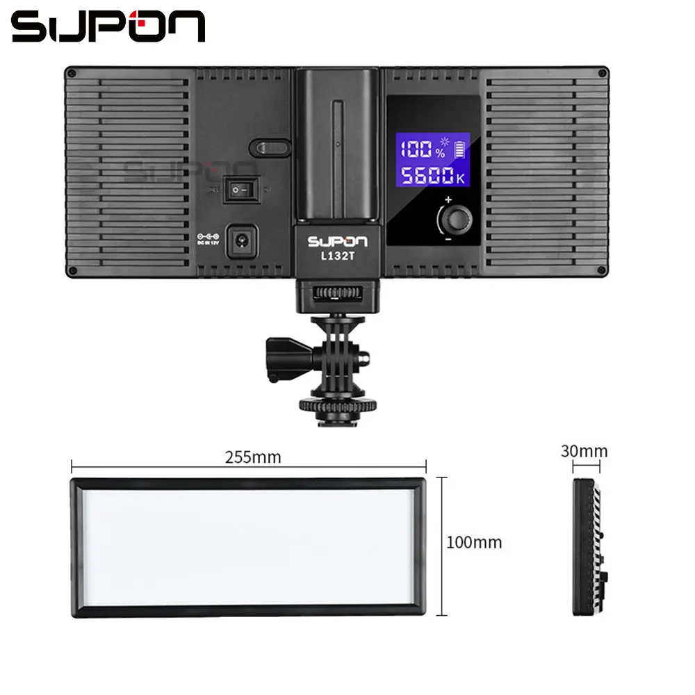 Supon светодиодный L132T на камеру видео свет ультра тонкий ЖК дисплей двухцветный и