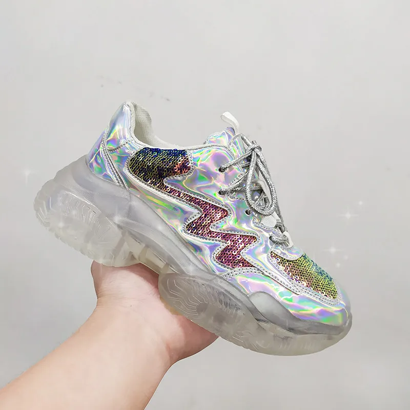 Женские кроссовки с кристаллами легсветильник дышащие на платформе лето
