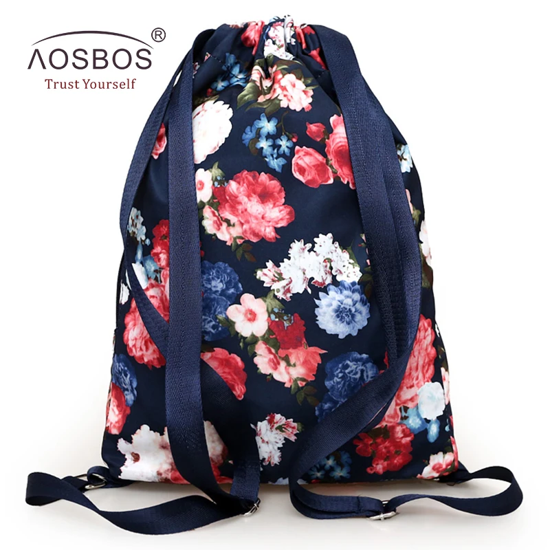 Женский рюкзак Aosbos на шнурке с цветами женская сумка для фитнеса улицы