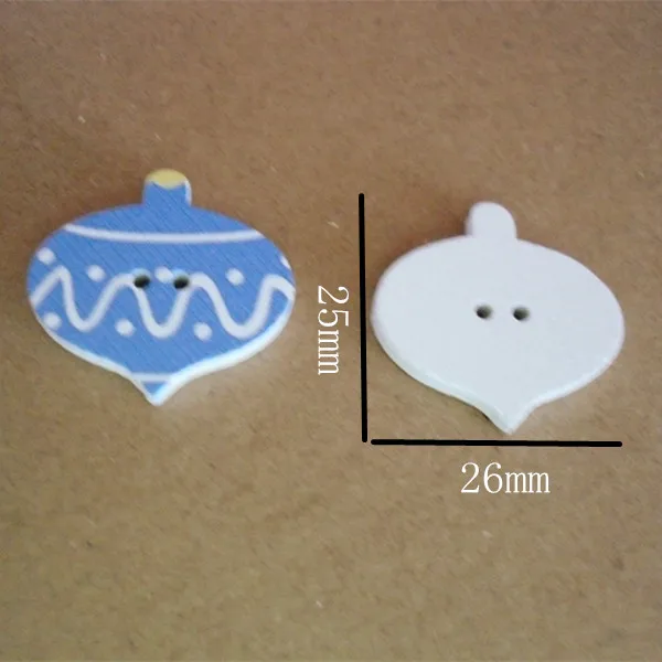 100PCs Christmas Hot Lantern Mixed Wooden Buttons Sewing 25mm x26mm For Diy |