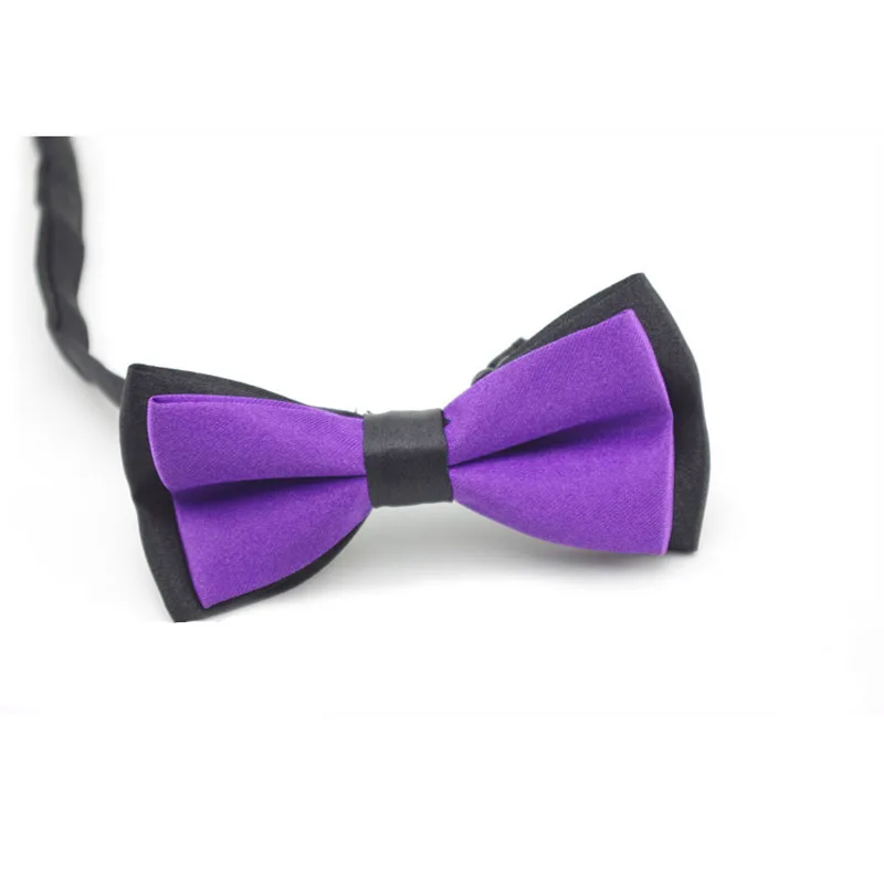 Black Purple Wedding Classic Kid Suit Neckwear Baby Boy's Baby Fashion Solid Color Adjustable Bowtie Children Two Tone Pet Dog Cat Bow Tie - Цвет: Black Purple