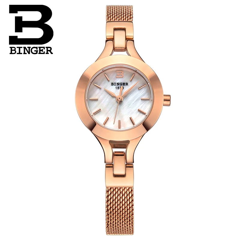 Швейцарские женские часы Binger модные класса люкс кварцевые сапфировые полностью