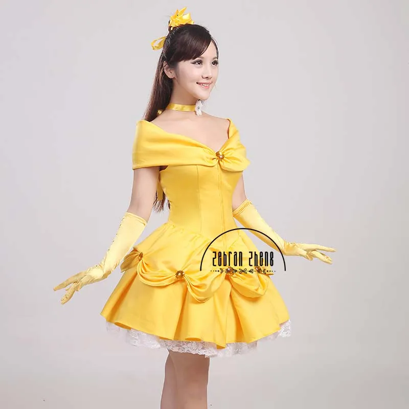 Принцесса для взрослых Belle короткий Косплей Костюм Костюмы на Хэллоуин платье