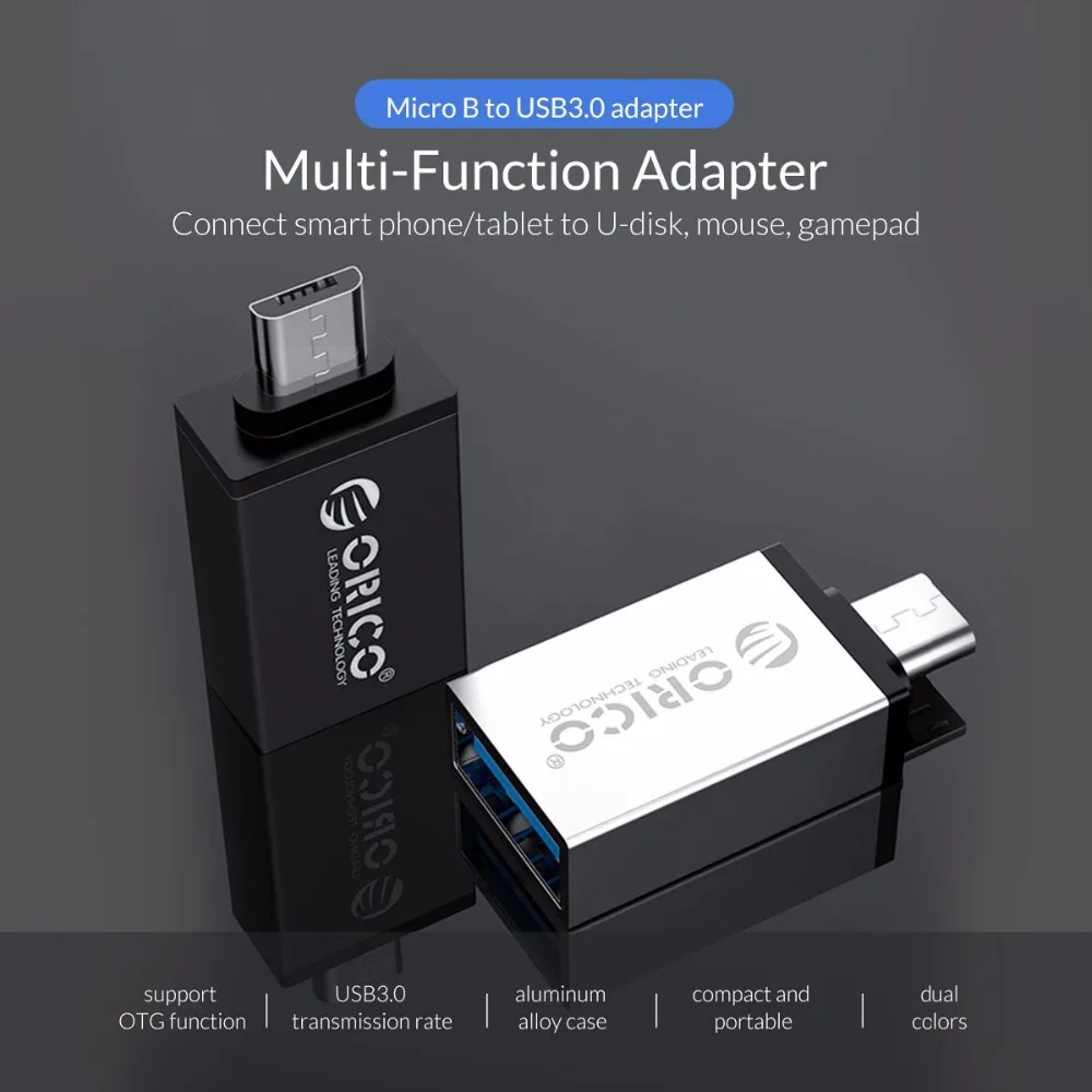 ORICO OTG адаптер Micro B USB 3,0 конвертер USB3.0 5 Гбит/с Скорость передачи данных Алюминий сплав чехол для телефонов и планшетов