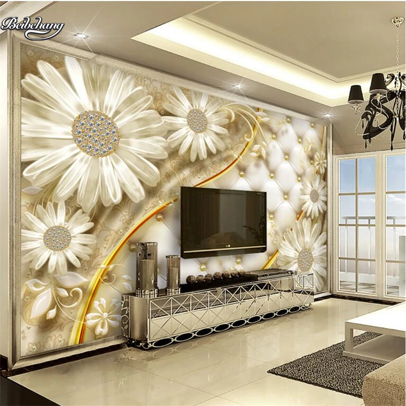 ПВХ роскошные и прозрачные Цветы Роскошные ювелирные изделия фон на заказ