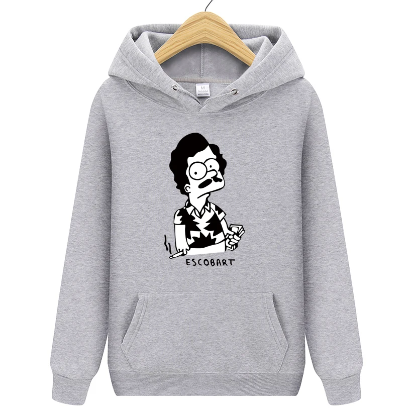 Толстовки ESCOBART Simpson, мужская толстовка с капюшоном, женские свитшоты, негабаритный черный цвет, Осень-зима, хип-хоп, мужские толстовки, толстовка