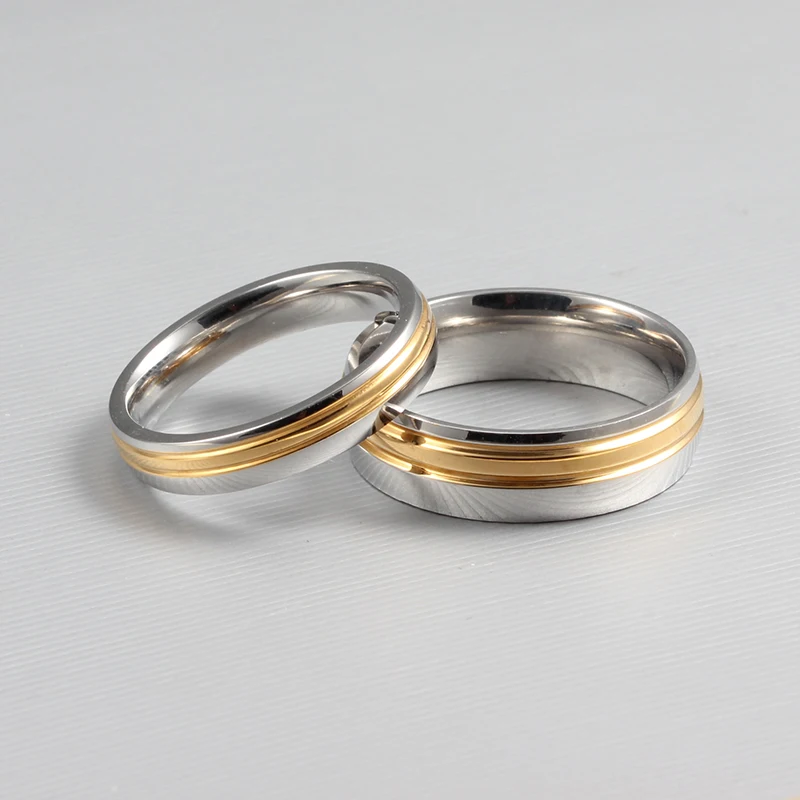 2017 изысканный titanium стали инкрустированные блестящие циркон 2 цвета кольца для