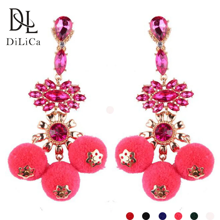 

DiLiCa Fashion Drop Earrings for Women Bohemian Crystal Ball Statement Earrings Boho Charming Dangle Earring Jewelry