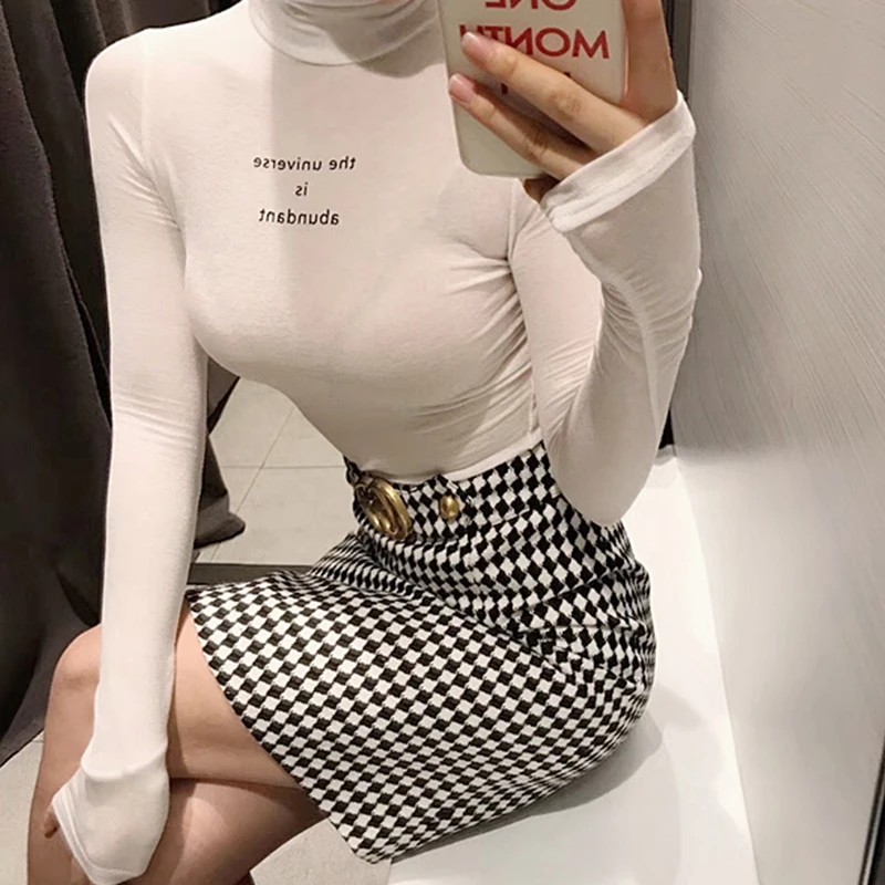 Женская водолазка с длинным рукавом GRUIICEEN брендовая пикантная облегающая