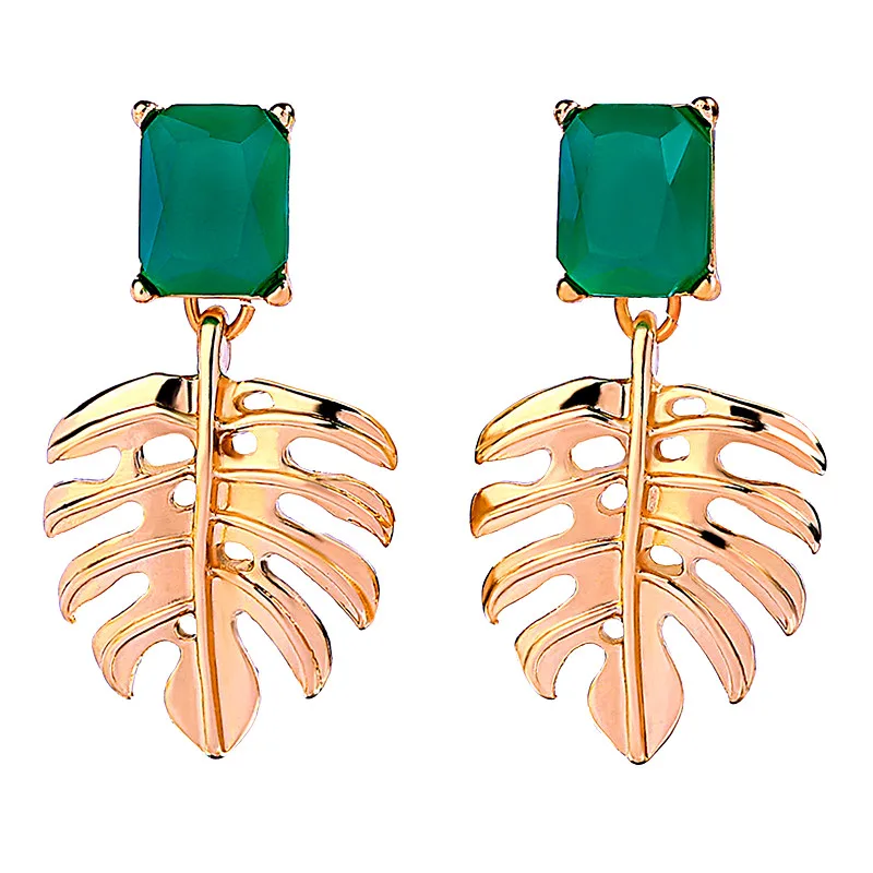 Женские прямоугольные серьги капельки из сплава золотого цвета с выдолбленным