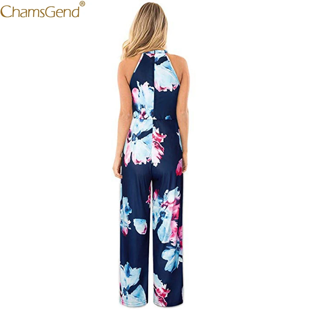 Rompers Womens Jumpsuit Plus Size Rompers Womens Jumpsuit Long Trousers Pants Women Halter Neck Loose Belted Pocket Jul