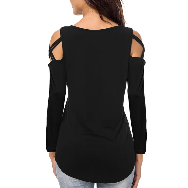 

2021 New Fashion Dog Paw Print T-Shirt Female Long Sleeve Harajuku Cropped Off Shoulder Funny Women Tops