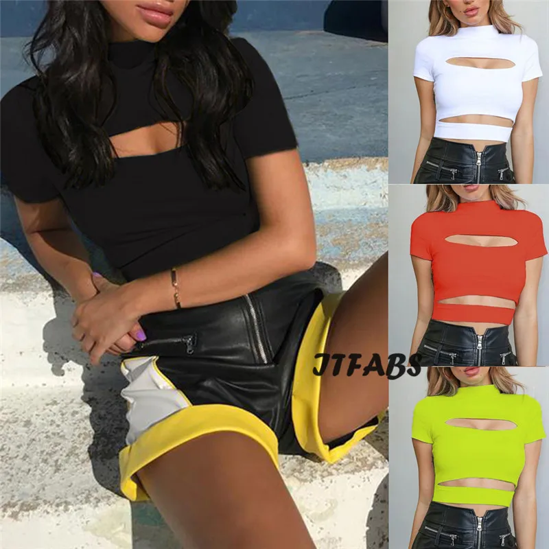 Женские облегающие футболки с коротким рукавом повседневные однотонные