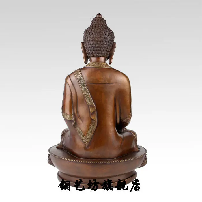 12&quot China Tibet Bronze Buddhism Shakyamuni Buddha Sit Lotus Statue Sculpture | Дом и сад