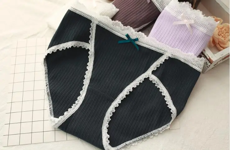 Реальные фотографии, Размеры M, L, XL, с высокой посадкой, эластичные однотонные хлопковые милые трусы, нижнее белье, стринги, WP370 - Цвет: Dark Green
