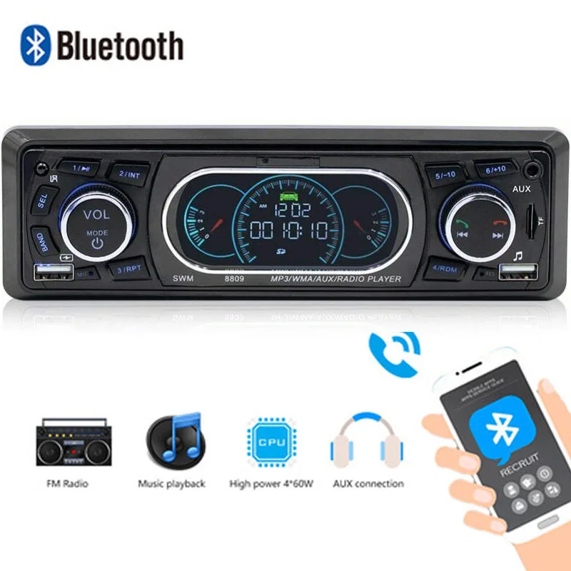 1 Din стерео аудио Bluetooth автомобильный Кассетный плеер 8809 автомобильное радио