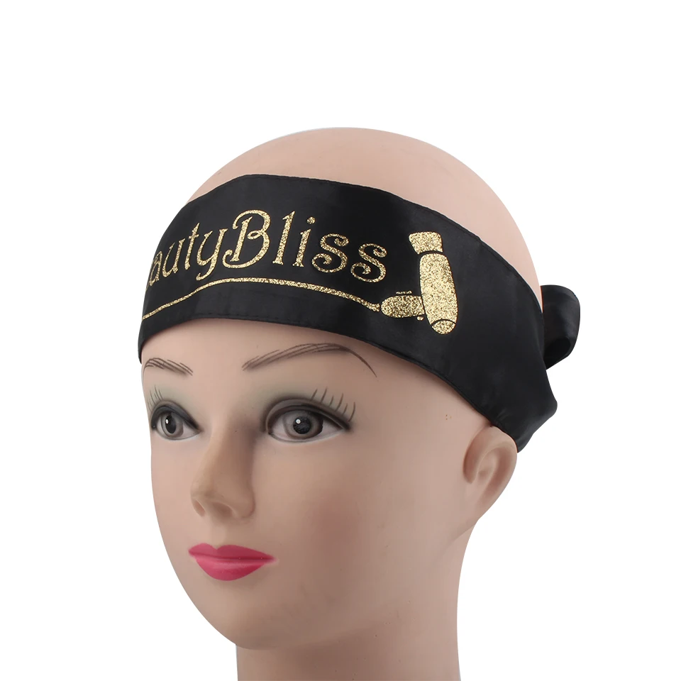 6x110 см индивидуальный Золотой блестящий Шелковый головной шарф с принтом логотипа, многоцветная повязка для волос, индивидуальный выбор, Хир фронтальные повязки