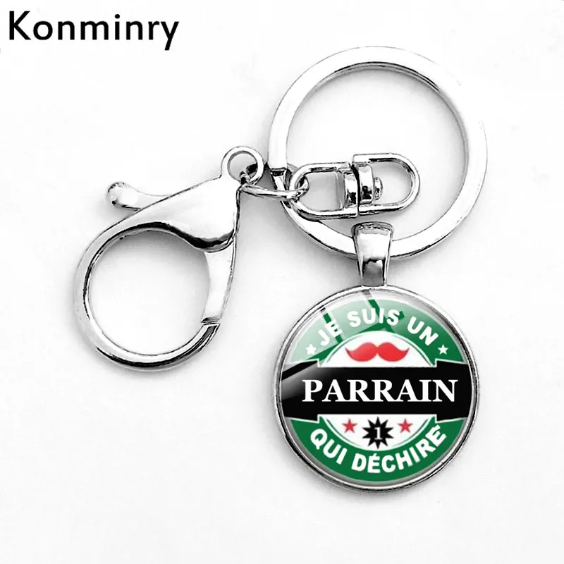 parrain Konminry крюк Карабин Застежка супер маррейн Tata Parrain брелок для ключей Круглый купол стеклянный подвеска милый розовый цвет учитель брелок - Цвет: parrain