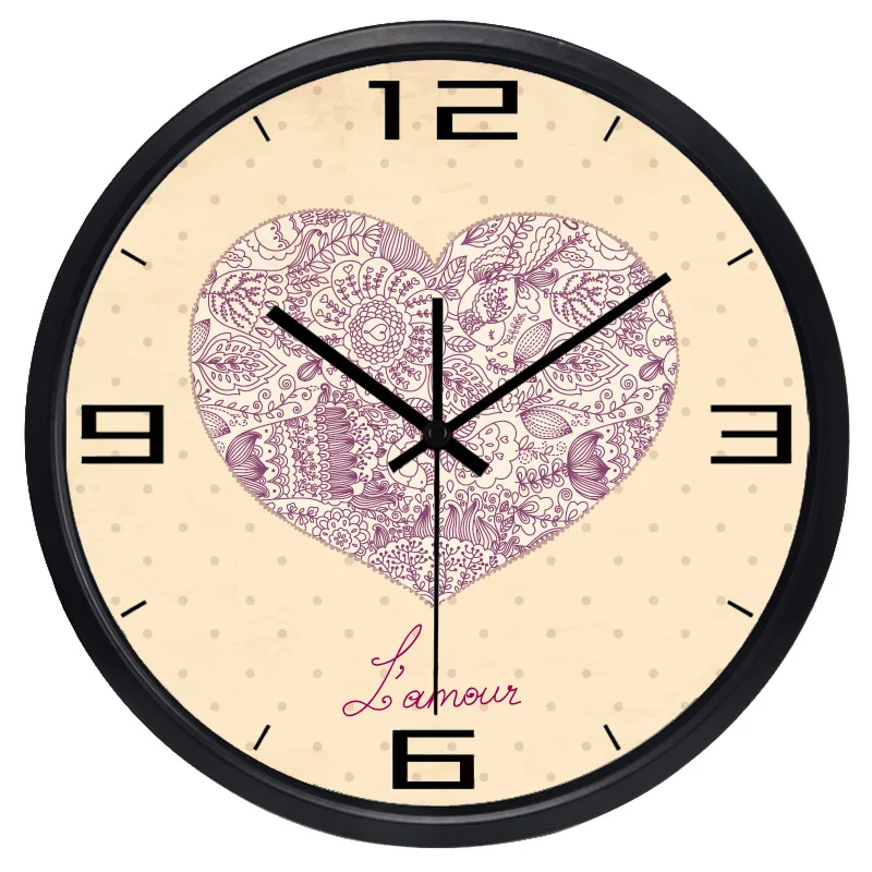 Металлическая Рамка мультфильм художественное украшение сердце Настенные Часы