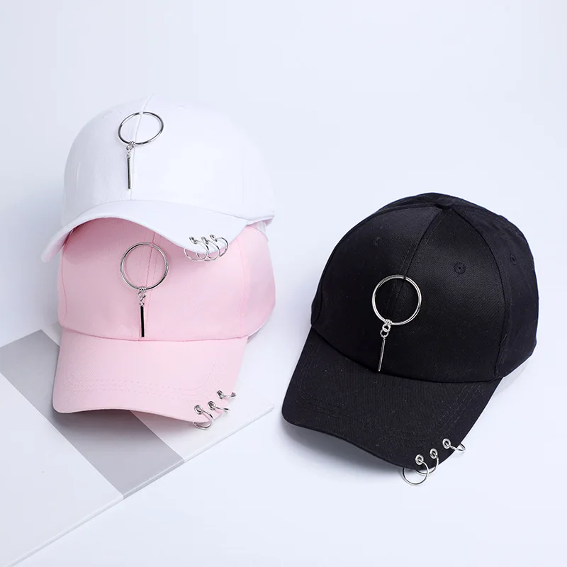 

2018 new style hot selling iron ring zipper Hats Baseball cap adjustable unisex unisex style