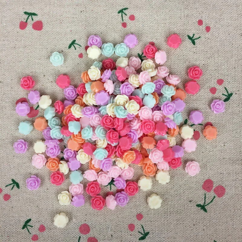 200 шт. смешанные цвета плоская задняя часть цветок из смолы кавайный кабошон