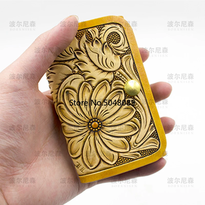 Японский стальной нож DIY кожаный держатель для визитных карточек маленький