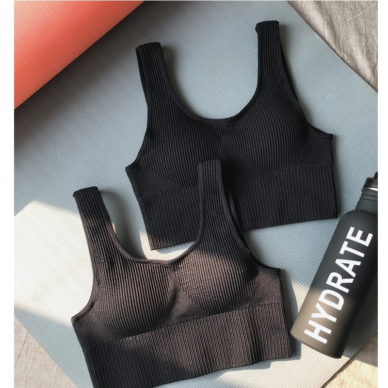 Женский сексуальный черный спортивный бюстгальтер с внутренней подкладкой