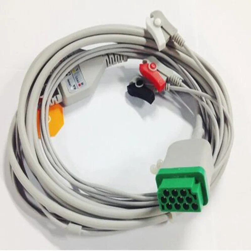 Бесплатная доставка один кусок 3 провода ECG/EKG кабель клип типа для GE Marquette Dash Pro4000