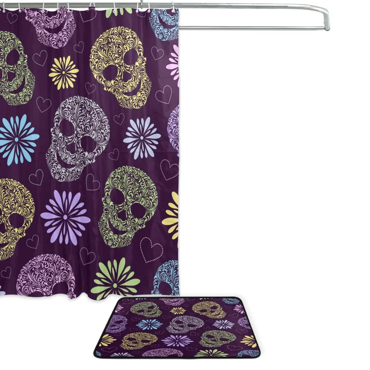 День мертвых цветочный Сахар Череп Водонепроницаемый полиэстер ткань занавеска