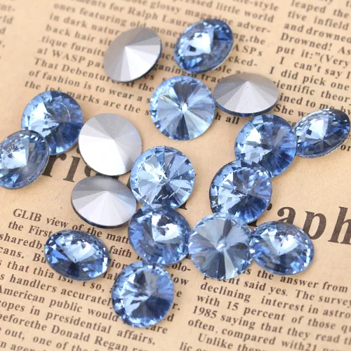 lt-sapphire Лидер продаж! Круглый со стразами "риволи" AB Стекло Стразы заостренные сзади со стразами красный изысканный камень круглый Jet требуется склеить на свадебное платье B0969 - Цвет: lt-sapphire