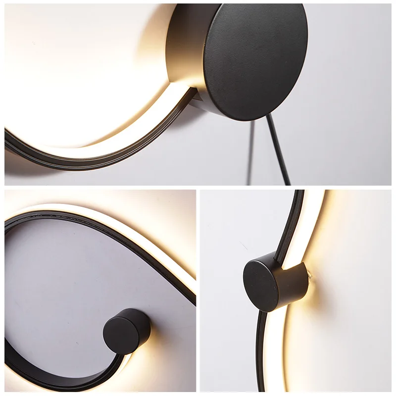 Modern Black White Line LED Wall Lamp Bedroom Light Wall Lights for Home Background Wall Living Room Light Wandlamp LED Lustres