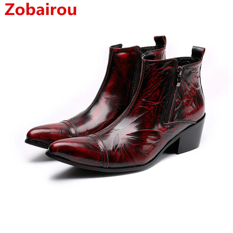 Zobairou/chaussure homme; итальянские ботинки; Мужская зимняя обувь в классическом стиле; военные ботинки; цвет винный, красный; водонепроницаемые ботинки; botas hombre