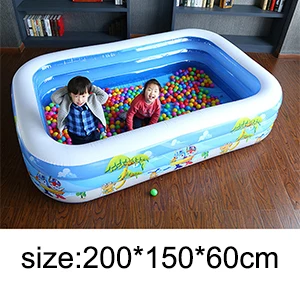 200x150x60cm Портативный надувной бассейн для плавания, для улицы, Детская ванна, игровая площадка, пластиковый принт, водонепроницаемый бассейн 120x90x30 см - Цвет: 200x150x60cm