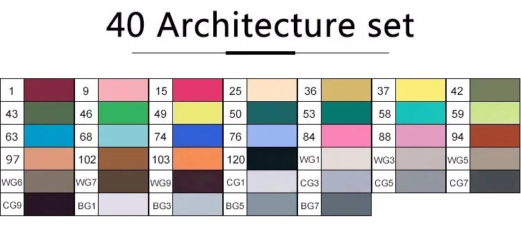 40 Architecture set TOUCHFIVE чайник 30/40/60/80/168 Цвета художественной на спиртовой основе чайник Набор ручек для рисования манга двойной головой художественный эскиз Maker ручки - Цвет: 40 Architecture set