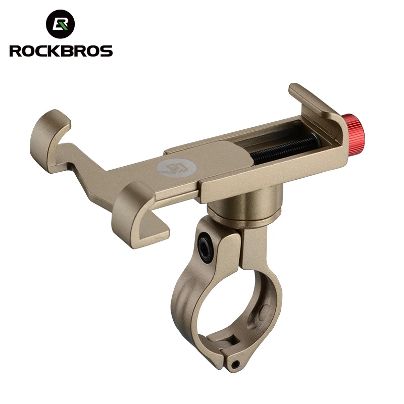 Golden ROCKBROS, руль для велосипеда, универсальный, для велосипеда, для телефона, подставка, держатель, алюминиевый сплав, нескользящая, регулируемая, для телефона 3,5-6,2 дюймов - Цвет: Golden