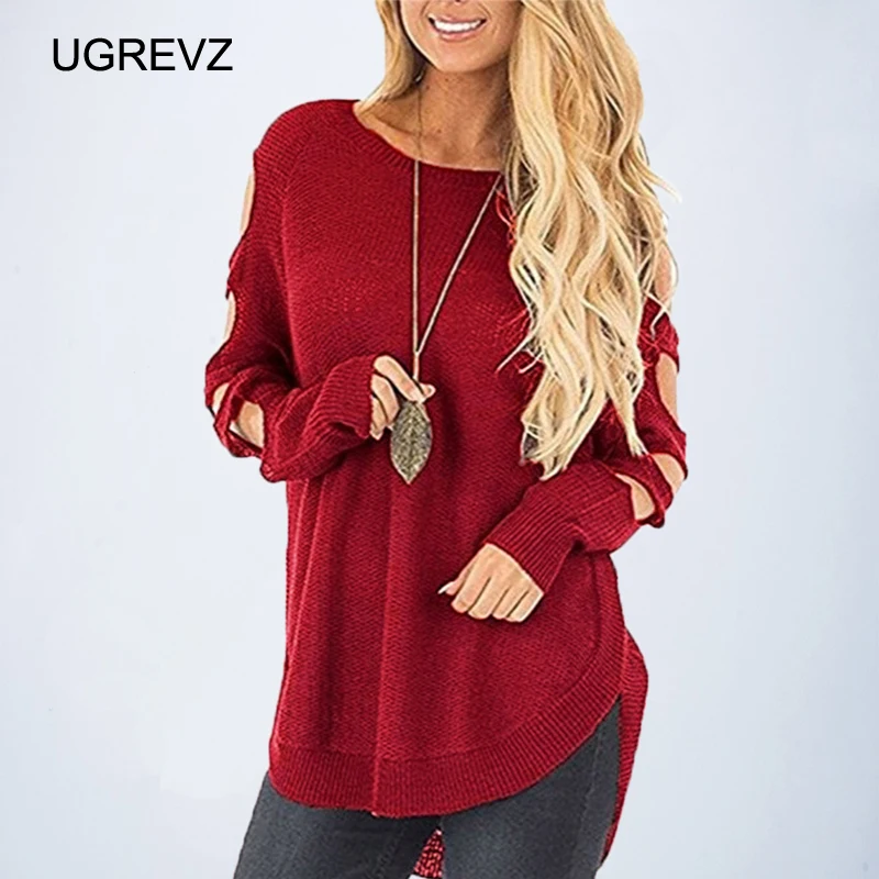 Long Sleeve Round Neck 2019 New Women's Knitted Hollow Loose Sweater Pullover Jumper Acrylic Material Daily Casual Occasion | Женская
