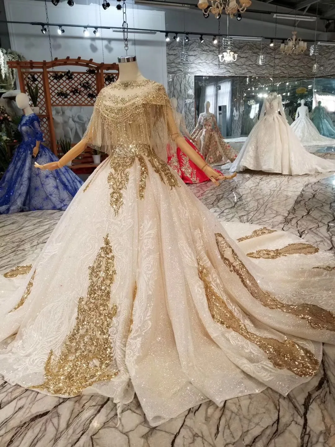 Роскошные Блестящие Свадебные платья с кисточками в Дубае блестящее Золотое