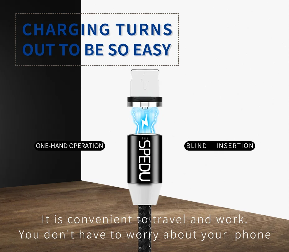 SPEDU 360 градусов usb быстрое зарядное устройство магнитный кабель для iphone xiaomi quick charge 3,0 micro usb type c Аксессуары для мобильных телефонов