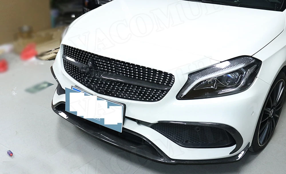 Передний передний губной разветвитель Canards для Benz A Class W176 A200 A250 A45 AMG боковой Бампер Планки- 8 шт. автомобильный Стайлинг